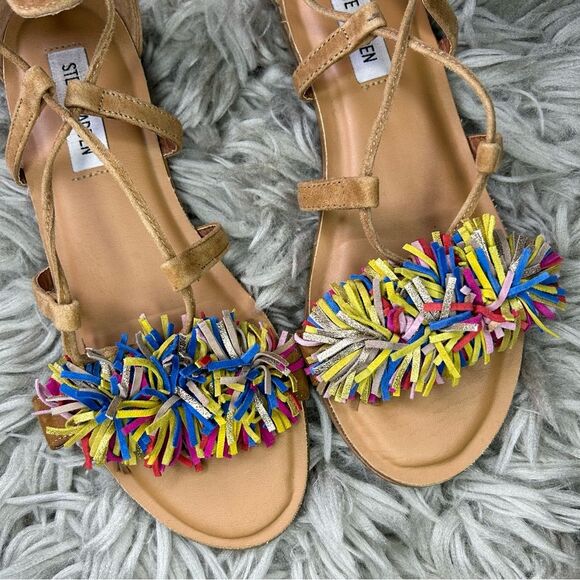 Steve Madden Swizzle multi color fringe gladiator sandals women’s shoe size 8 - Picture 3 of 7